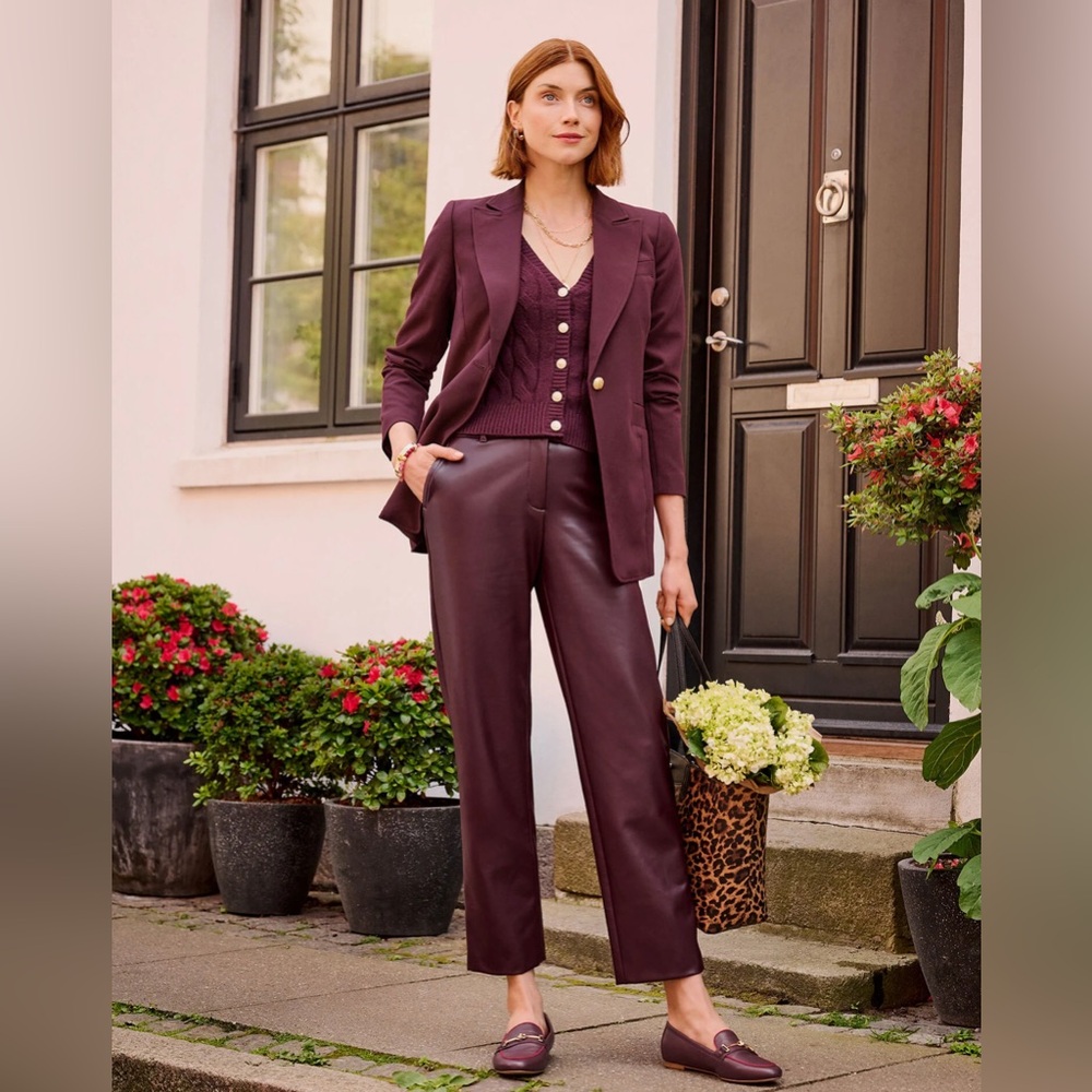 TALBOTS TAILORED STRETCH BLAZER IN RICH BURGUNDY SZ 16WP